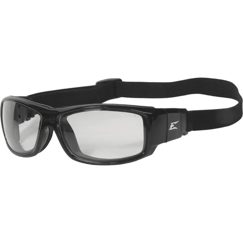 Edge Eyewear Caraz Conversion Kit Black Frame & Strap Safety Glasses with Clear Vapor Shield Lenses