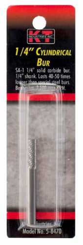 K-T Industries Cylindrical Solid Carbide Bur Tool 1/4 Shank SA-1