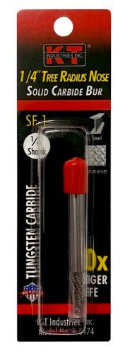 K-T Industries Tree Radius Solid Carbide Bur Tool 1/4 Shank SF-1
