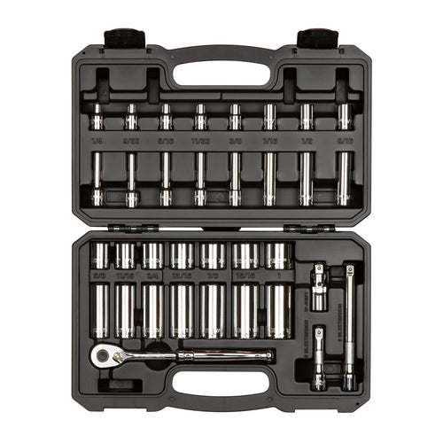 TEKTON 3/8 Inch Drive 6-Point Socket and Ratchet Set with Case (34-Piece)