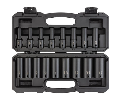 Tekton 1/2 Inch Drive Deep 6-Point Impact Socket Set with Case