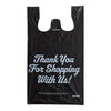 Choice 1/5 Large Size Black Thank You Script Heavy-Duty Plastic T-Shirt Bag